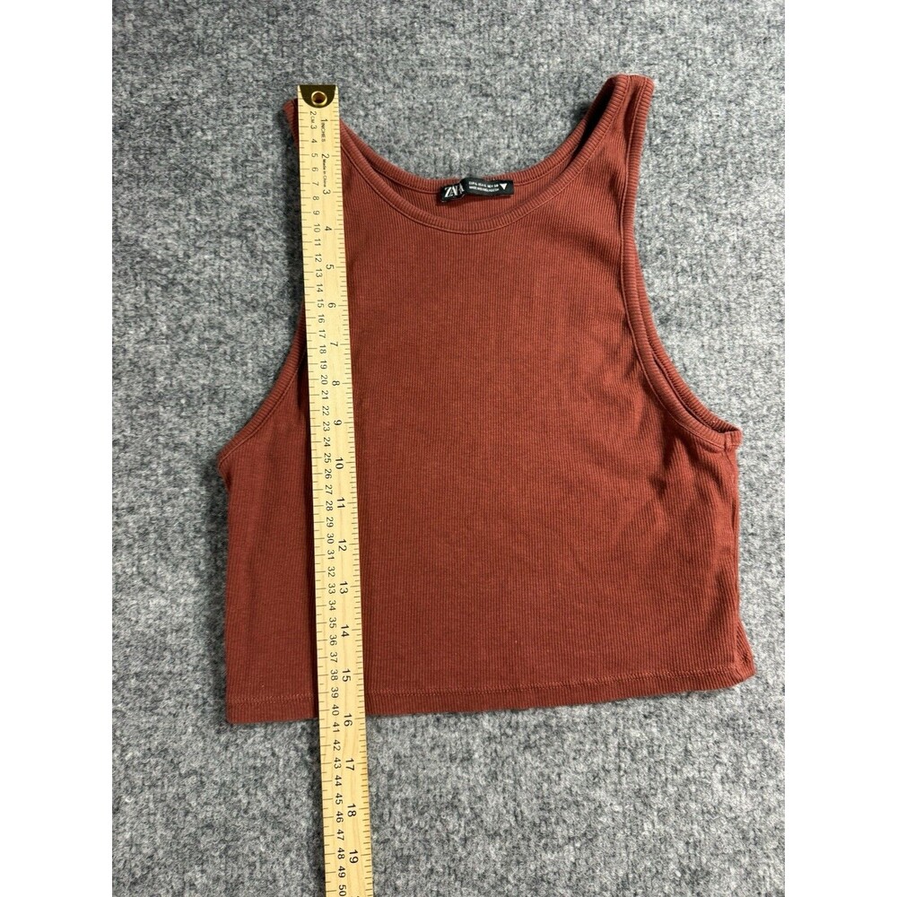 Zara Rust Ribbed Tank Crop Top - Picture 2 of 5
